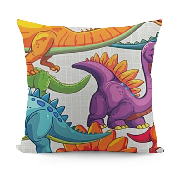 YINGXI , Different Themed Friendly Extinct Animals , Decorative Pillow Case,Purple Orange 18x18in