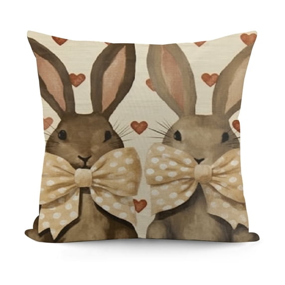 YINGXI Easter Pillow Cover Polka Dots Bunnies Decoration Holiday Farmhouse Pillow Case Decor for Home Sofa Couch (Brown 22x22in