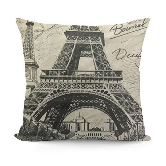 YINGXI Eiffel Tower Throw Pillow Cover Paris Landmarks Country Collage Street Pillow Case Decorative Men Women Boy Girl Room Cushion Cover for Home Couch Bed 18x18in