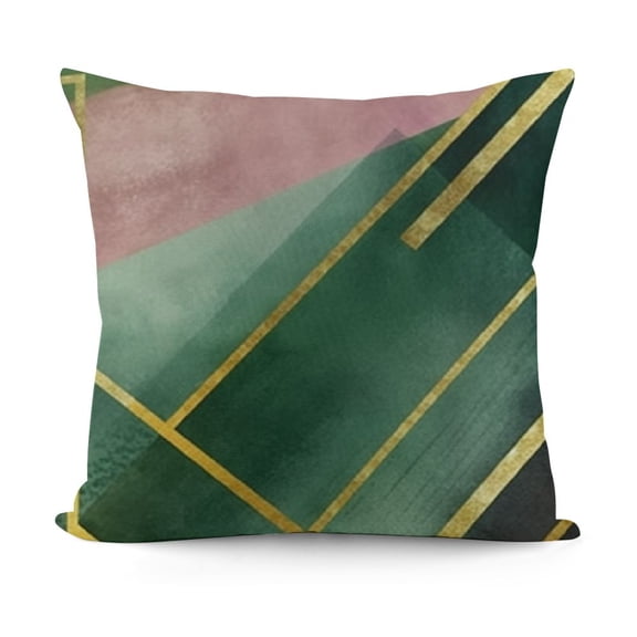 YINGXI Emerald Green and Pink Geo Decorative Pillow Covers Cozy Soft Throw Pillowcase Square Couch Cushion Cover for Home Decor Sofa Living Room Bed Car 12x12in