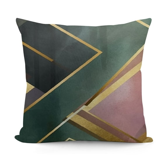 YINGXI Emerald Green and Pink Geo Decorative Pillow Covers Cozy Soft Throw Pillowcase Square Couch Cushion Cover for Home Decor Sofa Living Room Bed Car 18x18in