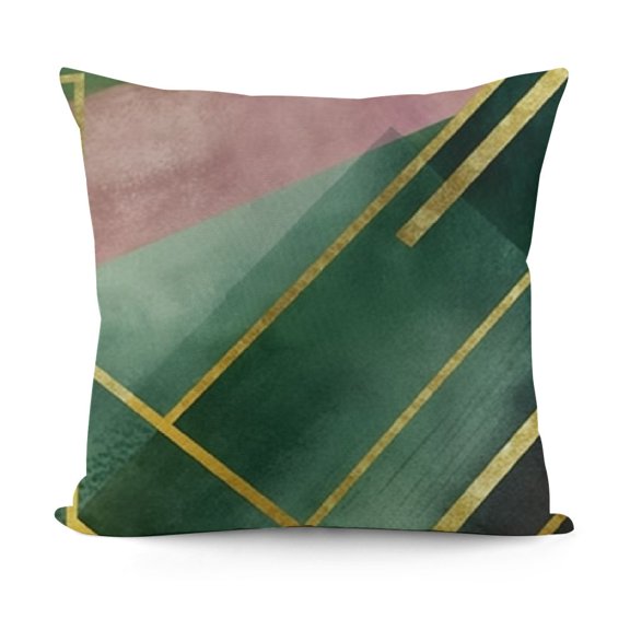YINGXI Emerald Green and Pink Geo Decorative Pillow Covers Cozy Soft Throw Pillowcase Square Couch Cushion Cover for Home Decor Sofa Living Room Bed Car 24x24in