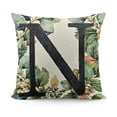 thumbnail image 1 of YINGXI  English Alphabet N Eucalyptus Leaves Throw Pillow Cover,Square Modern Spring Summer Letter Cushion Case Monogram Decoration for Sofa Couch 20x20in, 1 of 5