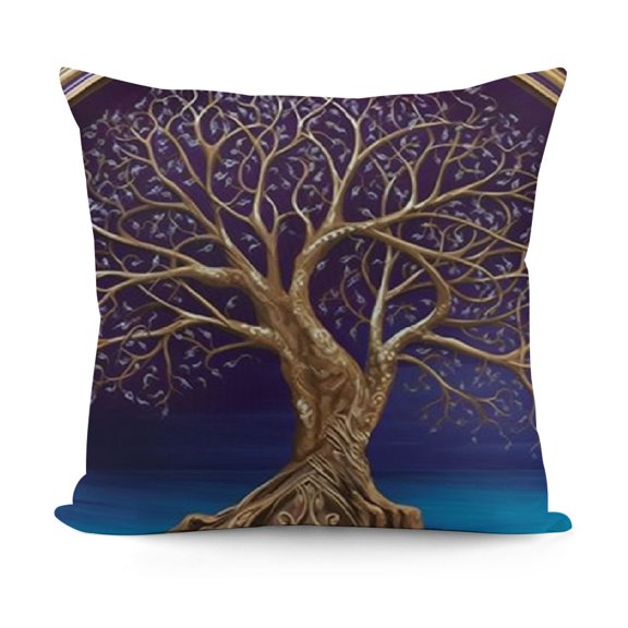 YINGXI Ethnic Throw Pillow Cushion Cover, with Curved Leafless Branches Middle Eastern Arch Retro Art Design, Decorative Square Accent Pillow Case, Purple Blue 18x18in