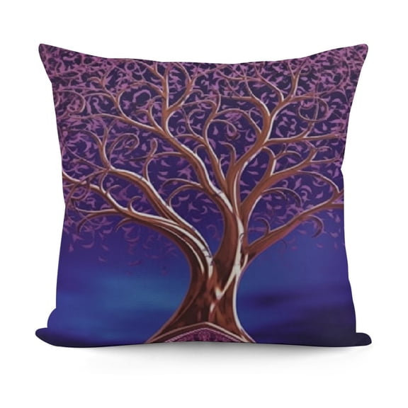 YINGXI Ethnic Throw Pillow Cushion Cover, Tree with Curved Leafless Branches Middle Eastern Moroccan Arch Retro Art Design, Decorative Square Accent Pillow Case, Purple Blue 18x18in