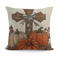 thumbnail image 1 of YINGXI Fall Pumpkin Autumn Cross Throw Pillow Case Decorative Farmhouse Thanksgiving for Home Couch Car Office Supplies 12x12in, 1 of 5