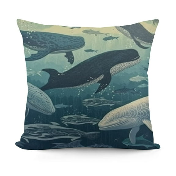 YINGXI Fish Pillows Nature Nautical Ocean Sea Seaweed Coral Throw Pillow Cover Decorative Pillow Case Square Cushion Accent 12x12in