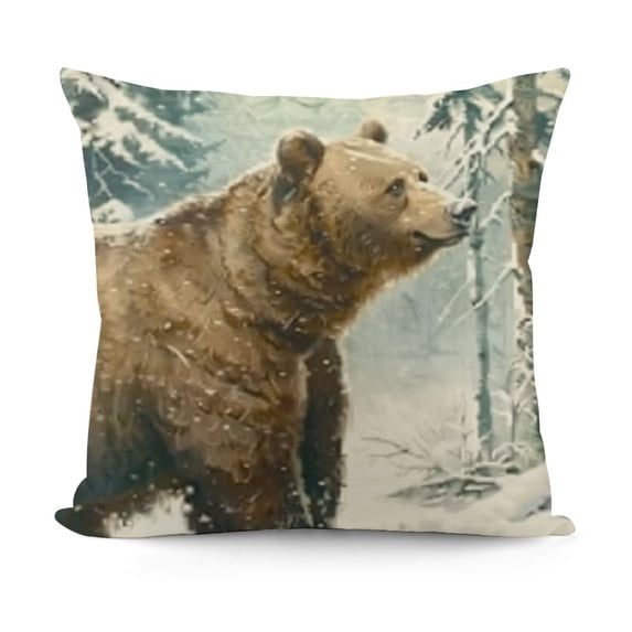 YINGXI Forest Animals Pillow Covers Deer Fox Rabbit Bear Decorative Pillows Case Polyester Linen Outdoor for Couch Sofa Room Home Decor 12x12in