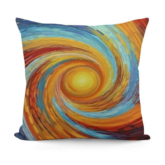 YINGXI Fractal Throw Pillow Cushion Cover, Style Rotary Contrast Design, Decorative Square Accent Pillow Case, Orange Blue 24x24in