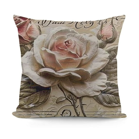 YINGXI French Vintage Roses Throw Pillow Cover Cozy Square Throw Pillowcases Home Decorative for Bed Couch Sofa Living Room Cushion Case 12x12in