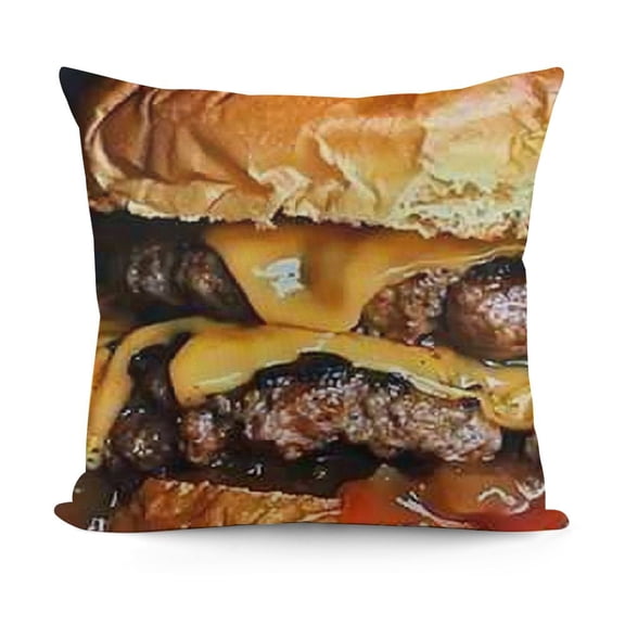 YINGXI  Funny Food Beef Hamburger Realistic Print Pillow Covers Decorative Throw Pillowcase 18x18in