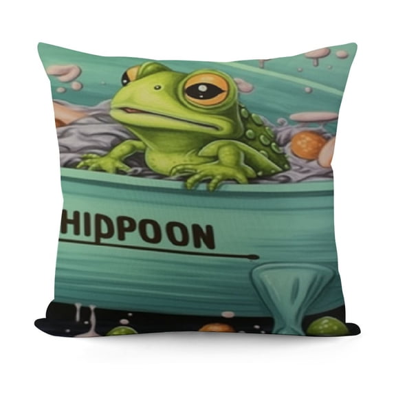 YINGXI Funny Frog Throw Pillow Covers case,Sarcastic Gifts for Women,Splish Splash Your Opinion is Trash Pillow Covers 12x12in