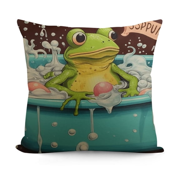 YINGXI Funny Frog Throw Pillow Covers case,Sarcastic Gifts for Women,Splish Splash Your Opinion is Trash Pillow Covers 20x20in