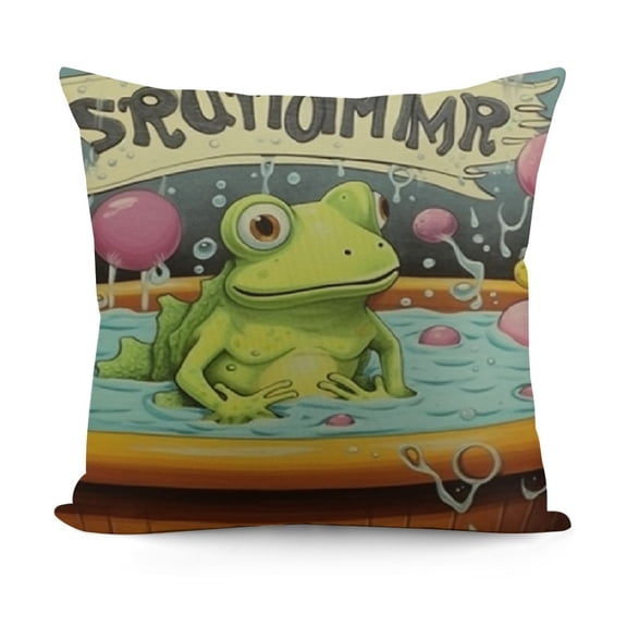 YINGXI Funny Frog Throw Pillow Covers case,Sarcastic Gifts for Women,Splish Splash Your Opinion is Trash Pillow Covers 22x22in
