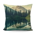 thumbnail image 1 of YINGXI  Glacier National Park Throw Pillow Cushion Case, Tree and Mountain Reflections on Calm Water, Modern Accent Double-Sided Digital Printing,Olive Green 18x18in, 1 of 5