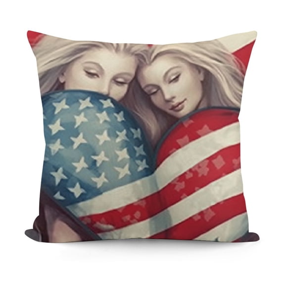 YINGXI God Bless America Buffalo Plaid Love Hearts Throw Pillow Covers, 4th of July Patriotic Independence Memorial Day Liberty Cushion Case for Sofa Couch 24x24in