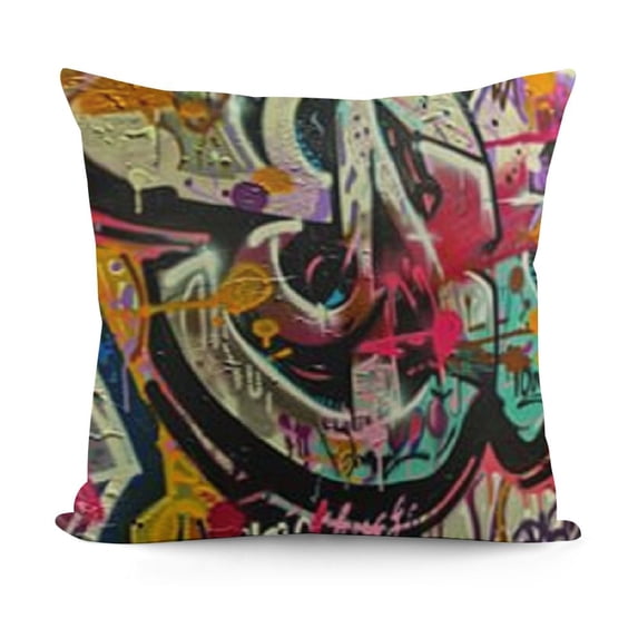 YINGXI Graffiti Throw Pillow Cover Hip Hop Artwork Urban Wall Urban Grunge Abstract Funky Sketch Cozy Square Cushion Case for Men Women Boys Girls Room Home Decor 20x20in