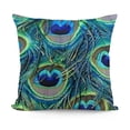 thumbnail image 1 of YINGXI  Green and Blue Peacock Feathers Pillow Covers Decorative Throw Pillowcase  Square Couch Cushion Cover for Home Decor Sofa Living Room Bed Car Sofa 24x24in, 1 of 5