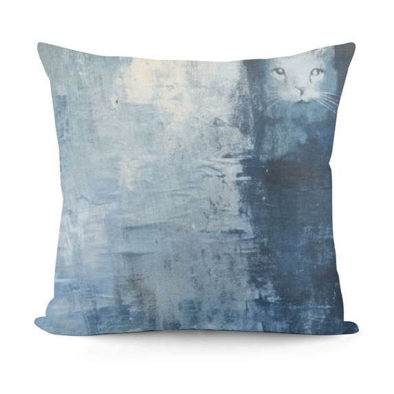 YINGXI Grey and Blue Abstract Art Pillow Cover, Modern Contemporary Decorative Throw Pillows Cushion Cover for Bedroom Sofa Living Room 12x12in