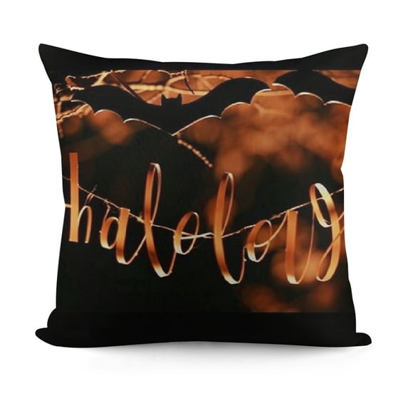 YINGXI Halloween Decorative Pillow Covers Happy Halloween Throw Pillow Cases Holiday Decor Cushion Covers for Sofa/Couch/Porch (Orange/Black) 12x12in
