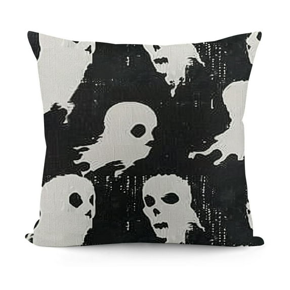 YINGXI Halloween Pillow Covers, Outdoor Halloween Cute Ghost Throw Pillow Covers Linen Farmhouse Vintage Halloween Decor Cushion Case Halloween Home Decor for Couch Sofa 12x12in