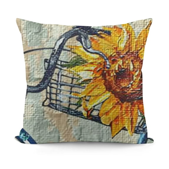 YINGXI Ink Oil Painting Blue Decorative Throw Pillow Cover Case Home Living Room Bed Sofa C 24x24in