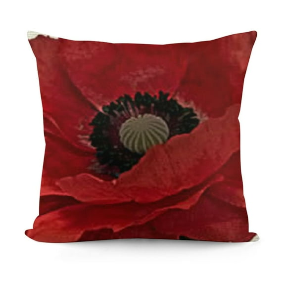 YINGXI Ink Painting Red Poppy Flowers Decorative Throw Pillow Cover Case Home Living Room Bed Sofa Car Cotton Linen Squar 12x12in