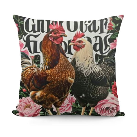 YINGXI Just A Girl Who Loves Throw Pillow Cover, Floral Cushion Cover for Sofa Bed Home Girls Bedroom Decor,Gift for Chicken Lovers Farm Girls 20x20in