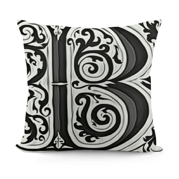 YINGXI Letter L Throw Pillow , Ornated Capital L Initials Family Name Medieval Culture, Zippered Double-Side Digital Print Decor,Bluegrey Coral 18x18in