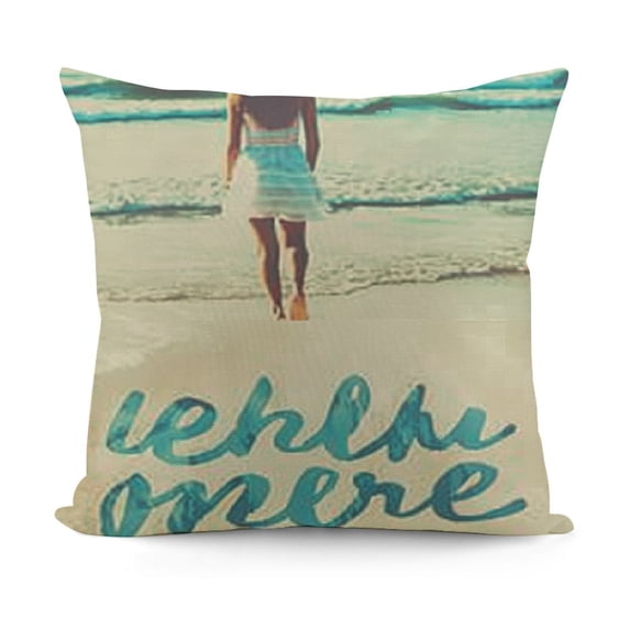 YINGXI Life's a Beach Enjoy The Waves Funny Motivational Sign Décor Inspirational Quote Summer Decoration Home Decorative Throw Pillow Case Cushion Cover for Sofa Couch 18x18in