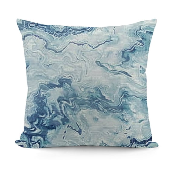 YINGXI Marble Print Throw Pillow Cushion Cover, Soft Pastel Toned Abstract Wavy Pattern Ottoman Influences Image, Decorative Square Accent Pillow Case,Blue Grey 12x12in