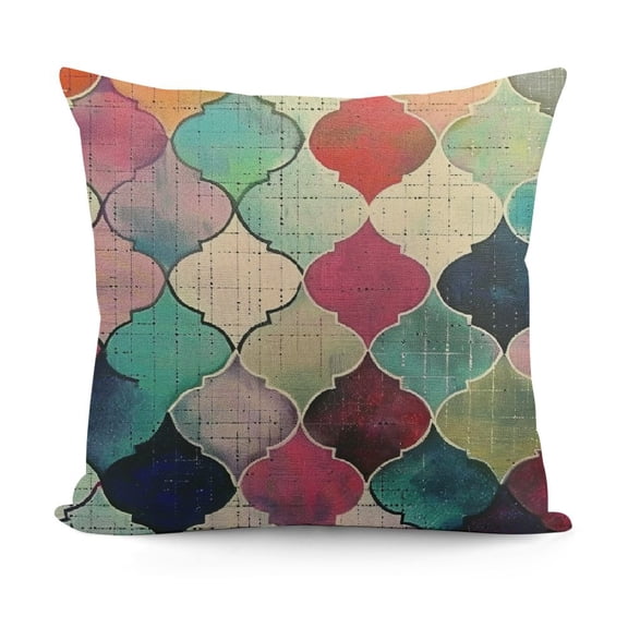 YINGXI Moroccan Seamless Pattern Throw Pillow Cover Pink Teal and Purple Colorful Creative Decoration Pillow Case Square Cushion Decorative for Couch Bed Home 12x12in