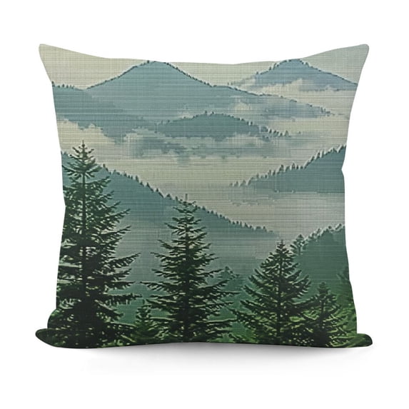 YINGXI Nature Landscape Throw Pillow Cover Mountain Forest and Summer Green Plant Fog River Pillow Case Decorative Square Cushion for Home Couch Bed 20x20in
