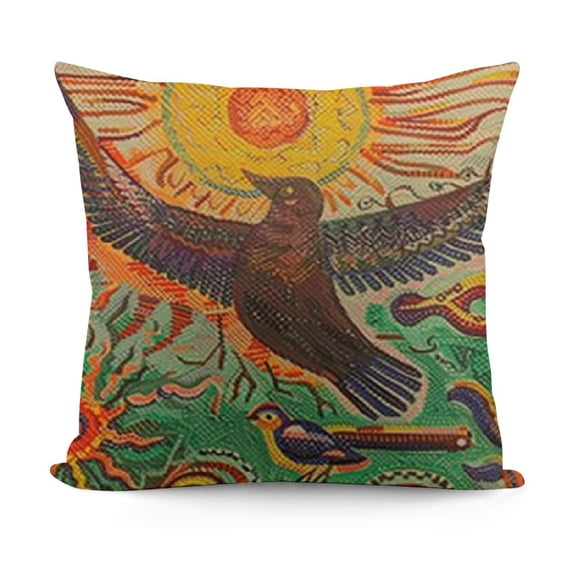 YINGXI Oaxacan Mexican Tribal Boho Art Throw Pillow Cover Animal Forest Sun Colorful Snake Mountain Grass Plant Pillow Case Decorative Men Women Boy Girl 18x18in