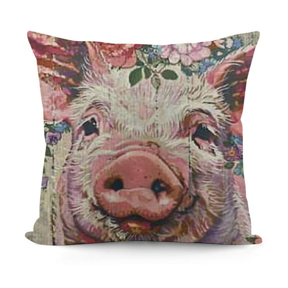 YINGXI Pillow Covers Farm Animal Throw Pillow Case with Flowers Garland Cushion Cover for Couch Sofa 12x12in