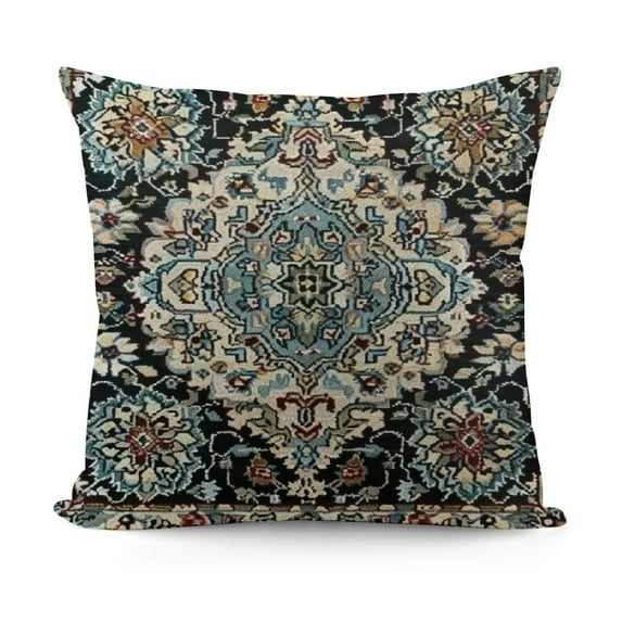 YINGXI Pillow Covers,Geometric Vintage Carpet Pattern Throw Pillows Case,Light Blue Vintage Carpet Design Cushion Covers for Home Sofa Bed Couch 24x24in