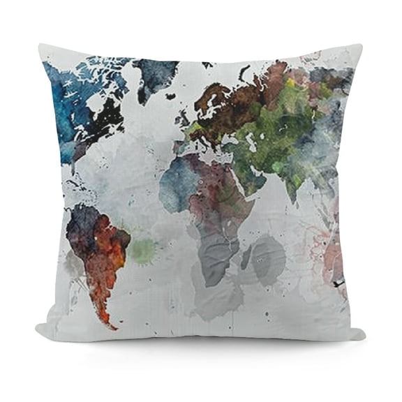 YINGXI Pillow Covers World Ink Map with Super Soft Decorative Throw Pillow Cases Geography Theme Cushion Covers for Home Sofa  12x12in