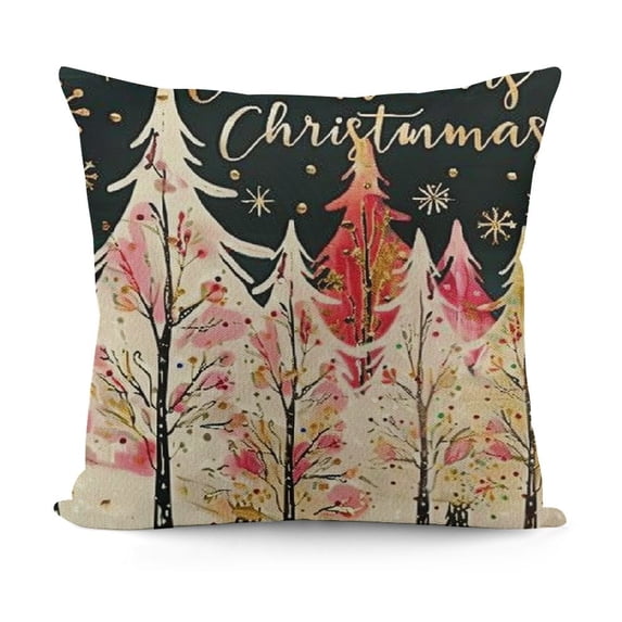 YINGXI Pink Christmas Tree Merry Christmas Throw Pillow Cover, Pink Christmas Cushion Case Decoration for Sofa Couch 20x20in