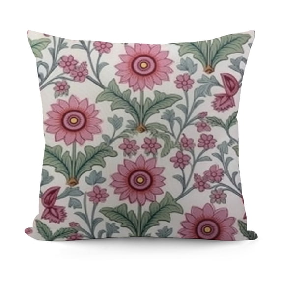 YINGXI Pink Floral Throw Pillow Covers Block Print Pillow Cases Flower Vintage Farmhouse Decorative Cushion Covers for Sofa Couch 24x24in