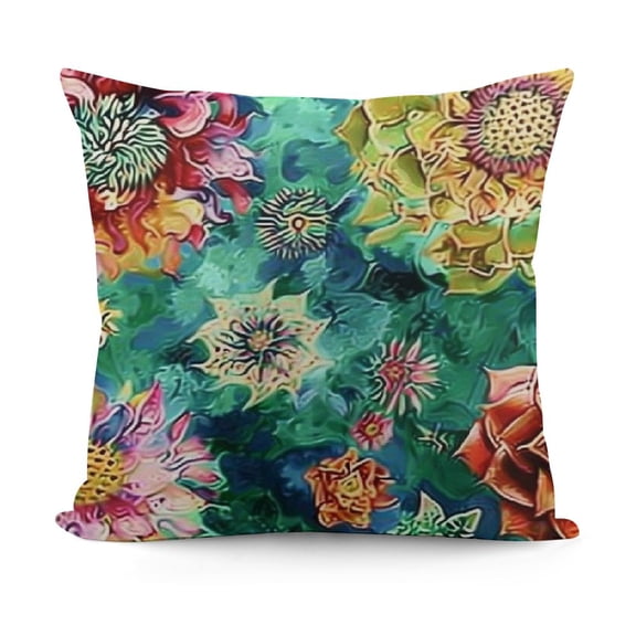 YINGXI Purple Floral Decorative Throw Pillow Covers Colorful Flower for Indoor Home Sofa Bedroom Decor 18x18in