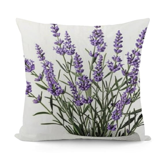 YINGXI Purple Lavender Flowers Pillowcases Floral Vector Illustration Art Painting Pillow Case Decorative Throw Pillow Cover for Home Sofa Office 20x20in