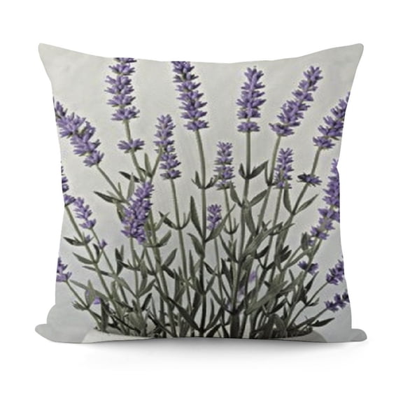 YINGXI Purple Lavender Flowers Pillowcases Floral Vector Illustration Art Painting Pillow Case Decorative Throw Pillow Cover for Home Sofa Office 24x24in