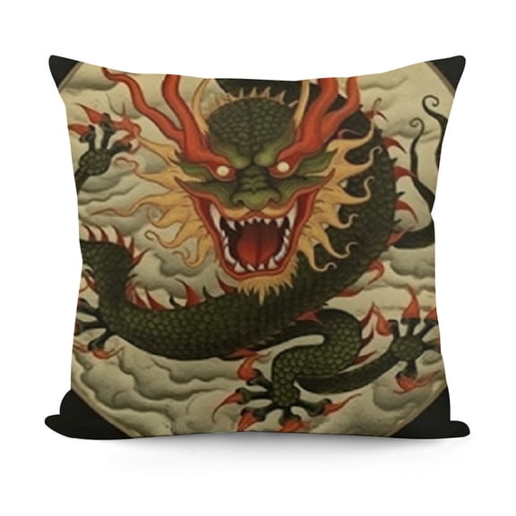 YINGXI (RB) Asian Tiger Dragon Art Throw Pillow Case,Asian Style Decorations, Ethnic Chinese Gift,Chinese Style Decor, Asian Calligraphy Pillows Cover for Sofa Couch Bed 18x18in