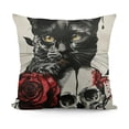 thumbnail image 1 of YINGXI Red Rose Skull and Black Cat Pillow Covers Hallowmas Thanksgiving Farmhouse Outdoor Cat Lovers Room Throw Pillowcase Flannel Sofa Couch Decorative Cushion Case 20x20in, 1 of 5