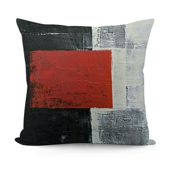 YINGXI Red and Grey Abstract Art Pillow Cover, Modern Black White Wall Decorative Throw Pillows Cushion Cover for Bedroom Sofa Living Room 12x12in