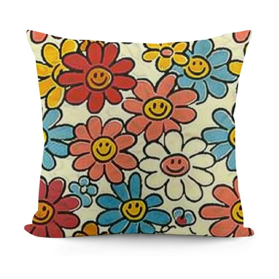 YINGXI Retro 70s Throw Pillow Covers Bold Floral Mushroom Pillow Cases Boho Decorative Cushion Cases for Sofa Living Room 12x12in