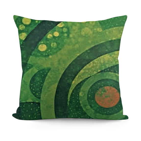 YINGXI Retro Throw Pillow Cushion Case, Abstract Warm Geometric Pattern Circular Details Grunge Effect Design, Modern Accent Double-Sided Digital Printing, Hunter Green Sand Brown 12x12in