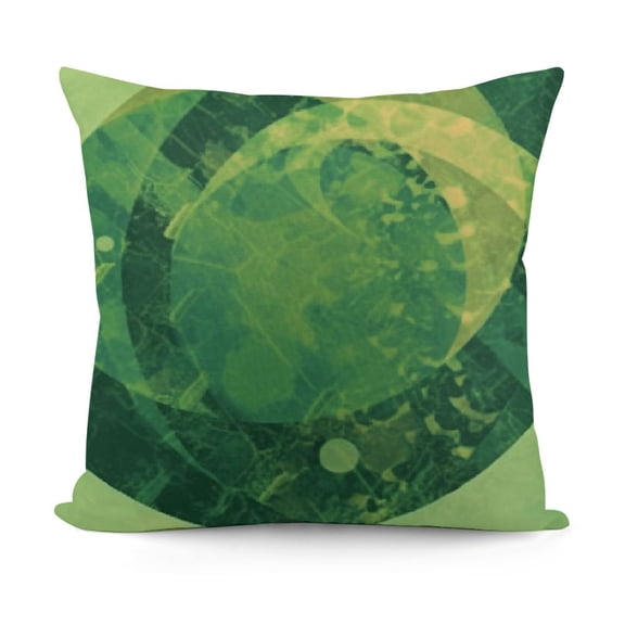 YINGXI Retro Throw Pillow Cushion Case, Abstract Warm Geometric Pattern Circular Details Grunge Effect Design, Modern Accent Double-Sided Digital Printing, Hunter Green Sand Brown 12x12in