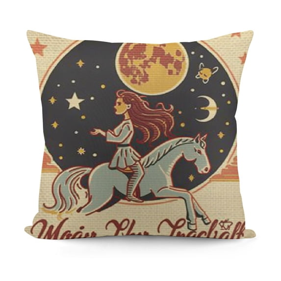 YINGXI Retro Western Space Throw Pillow Cover,Teen Teenage Women ,Western Decorative Linen for Room College Dorm 18x18in