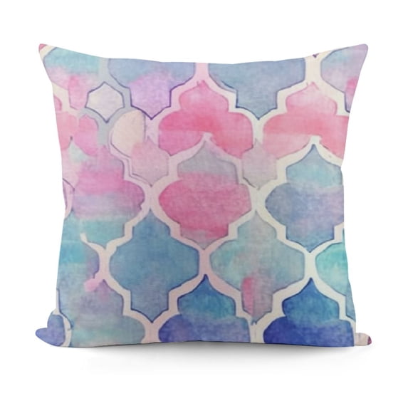 YINGXI Seamless Pattern Throw Pillow Cover Pink Teal and Purple Colorful Creative Decoration Pillow Case 24x24in